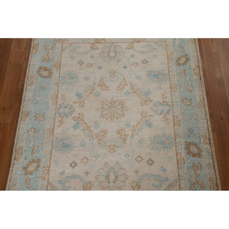 Vegetable Dye Oushak Turkish Traditional Rug Handmade Wool Carpet - 3'1" x 3'11"
