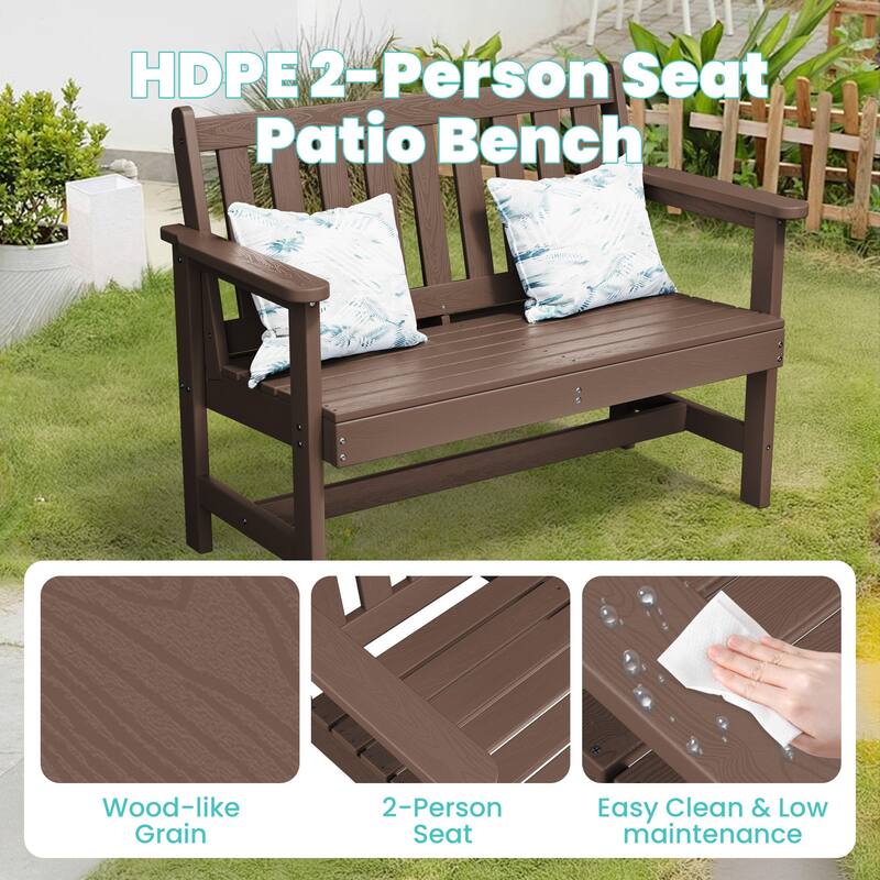 Outdoor 2-Person Garden Bench 42.92-in W x 35.83-in H