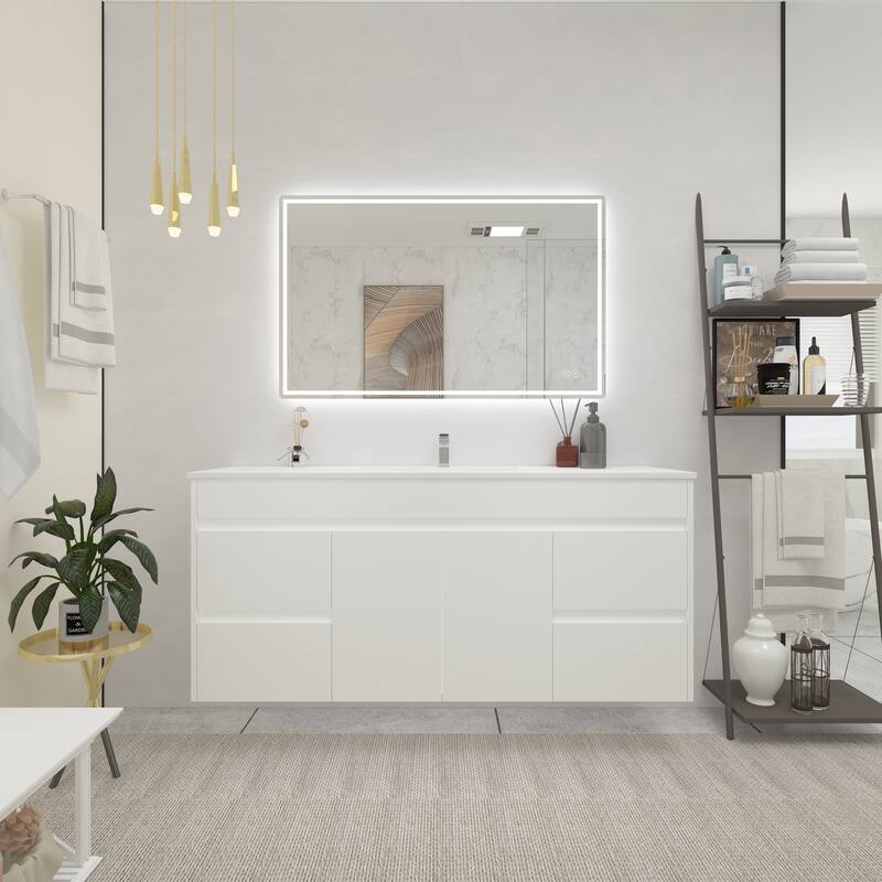 CB HOME Bathroom Mirror with Lighted, LED Wall Mounted Anti-Fog Bathroom Vanity Mirror, Backlit&Front Lighted,Frameless,Dimmable