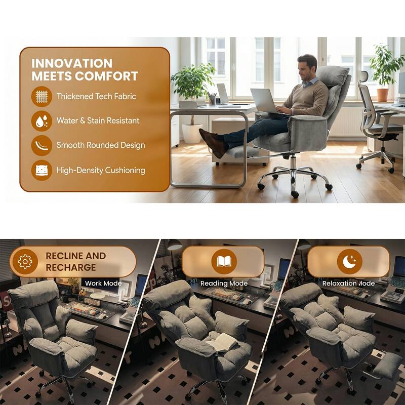 High-Back Executive Swivel Chair with Footrest & Adjustable Lumbar Support