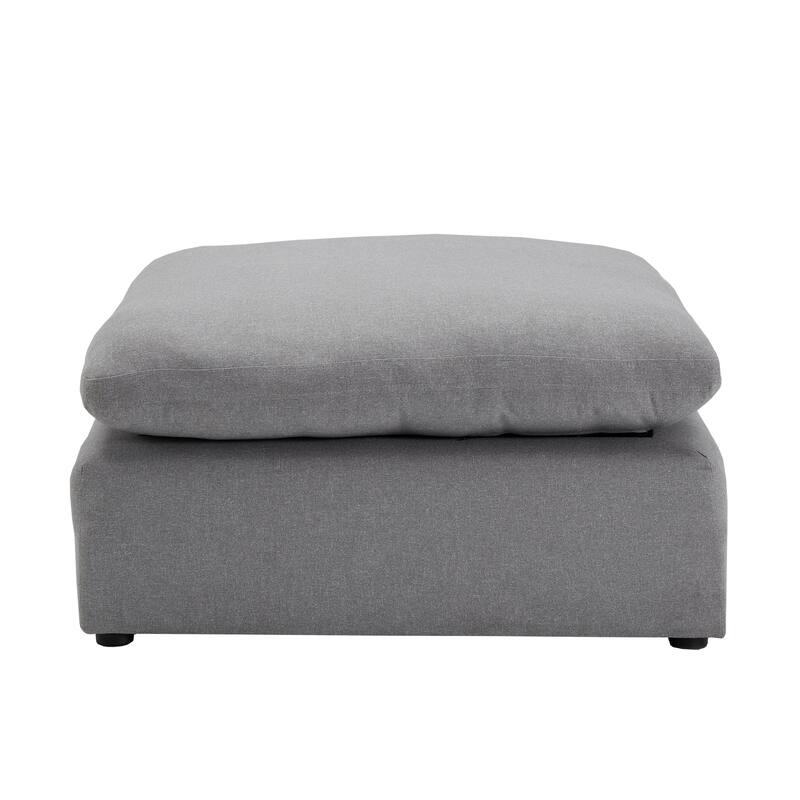 Anka Grey Linen Weave Down Blend Ottoman by iNSPIRE Q Modern