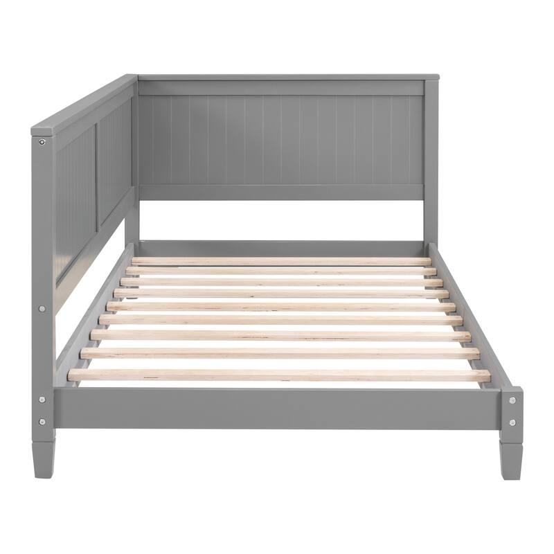 Twin Wooden Daybed with Backrest & Armrest