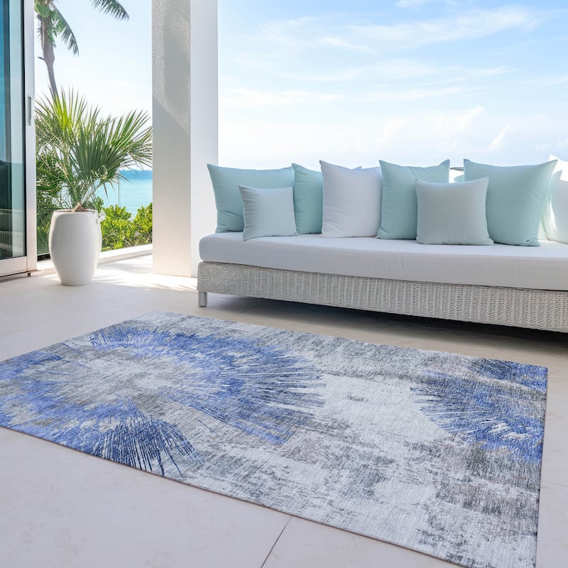 Machine Washable Indoor/ Outdoor Chantille Contemporary Starburst Rug - Blush - 9' x 12'