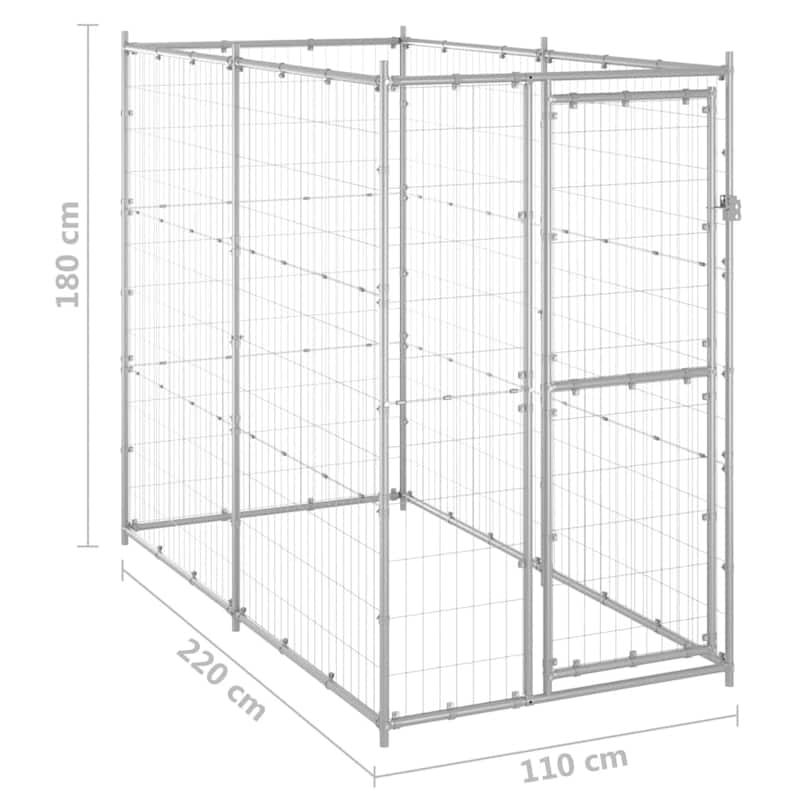 vidaXL Outdoor Dog Pen Pet Crate Kennel Cage Playpen House for Yard Steel