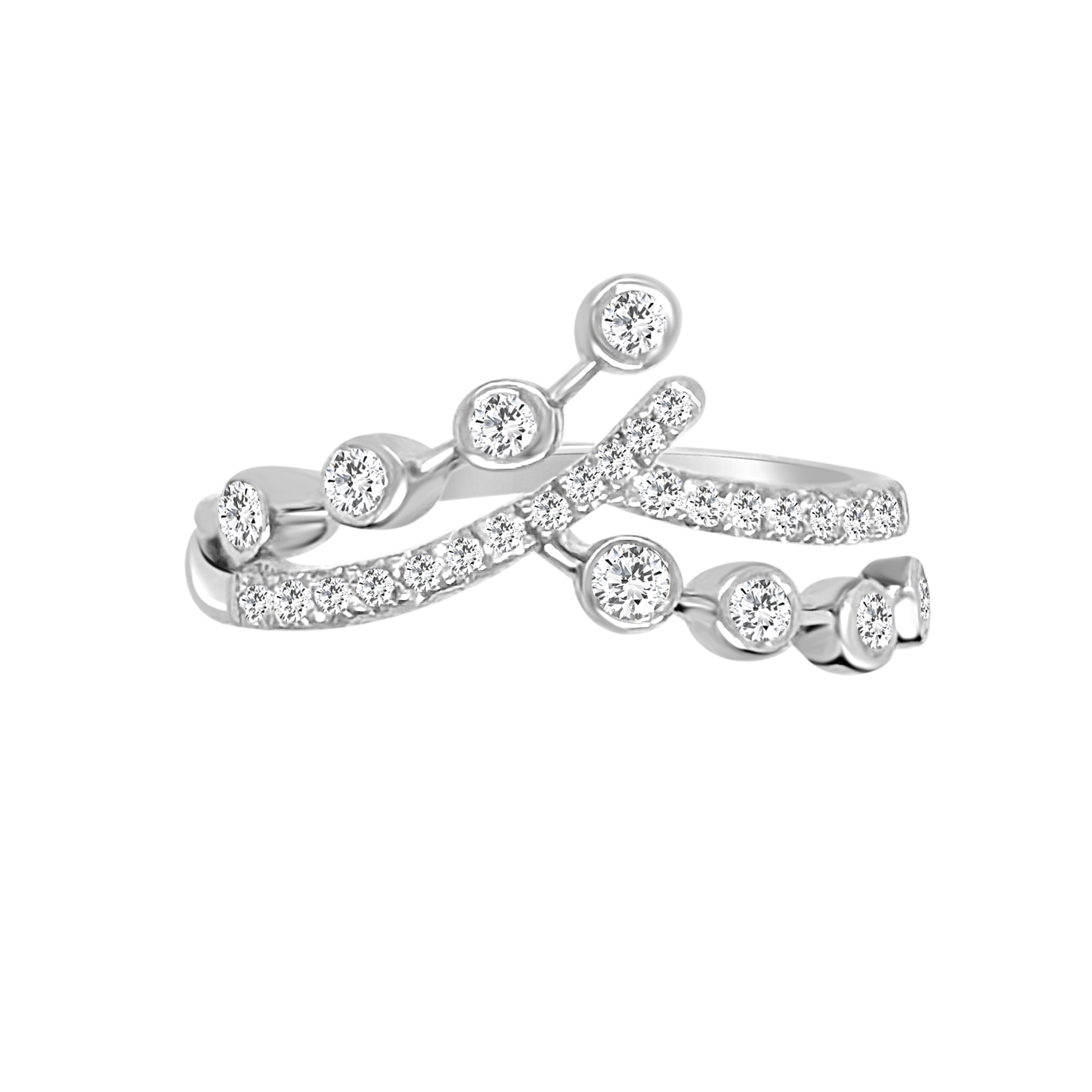 Auriya 14k Gold Lab Grown Round Diamond Bezel and Pavé Crossover Ring 1.92 ct. tw. (E-F, VS)