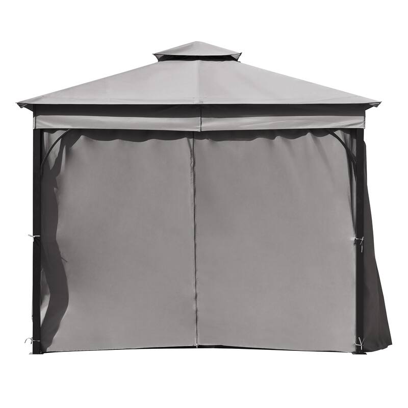 10x10 Outdoor Gazebo Tent with Double Roofs, Patio Gazebo with Mosquito Netting and Privacy Screens