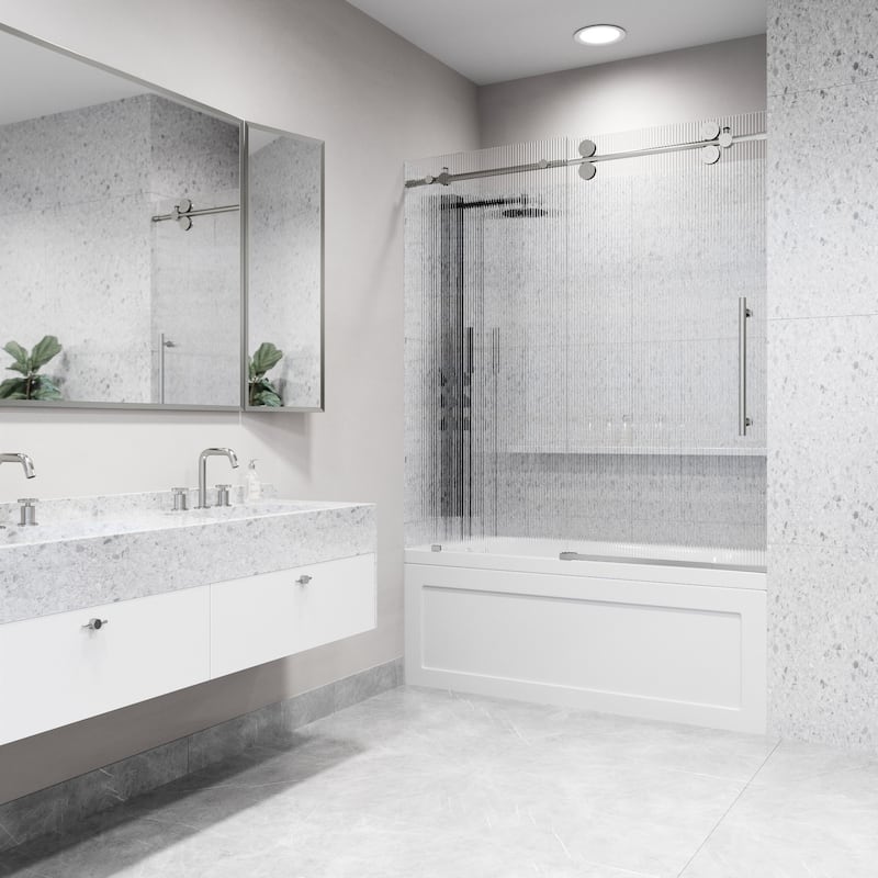 VIGO Elan 56" to 60" W x 66" H Frameless Sliding Tub Door