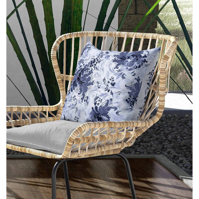 Retro Remix Indoor/Outdoor Reversible Throw Pillow Blue and Grey