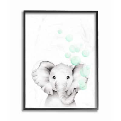 Stupell Cute Cartoon Baby Elephant Zoo Animal Painting,11x14, Design By Artist Studio Q - Grey