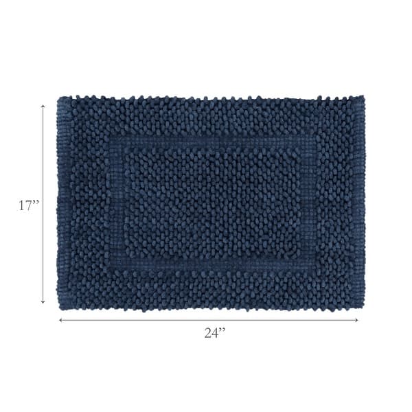 dimension image slide 18 of 30, Sophie Border Ultra-plush Chenille Non-Slip Cotton Bath Mat