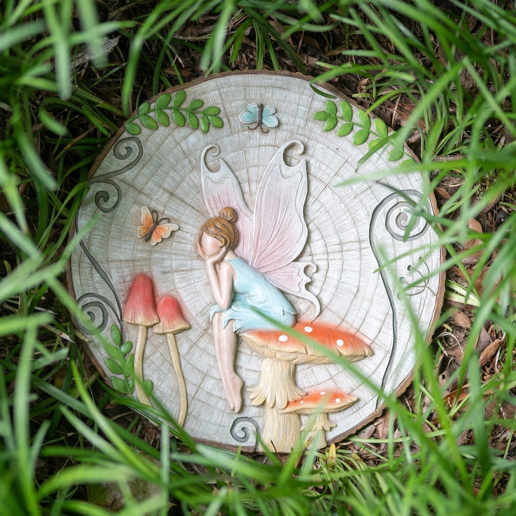 11 in. Fairy Resin Garden Stone, Sitting Fairy