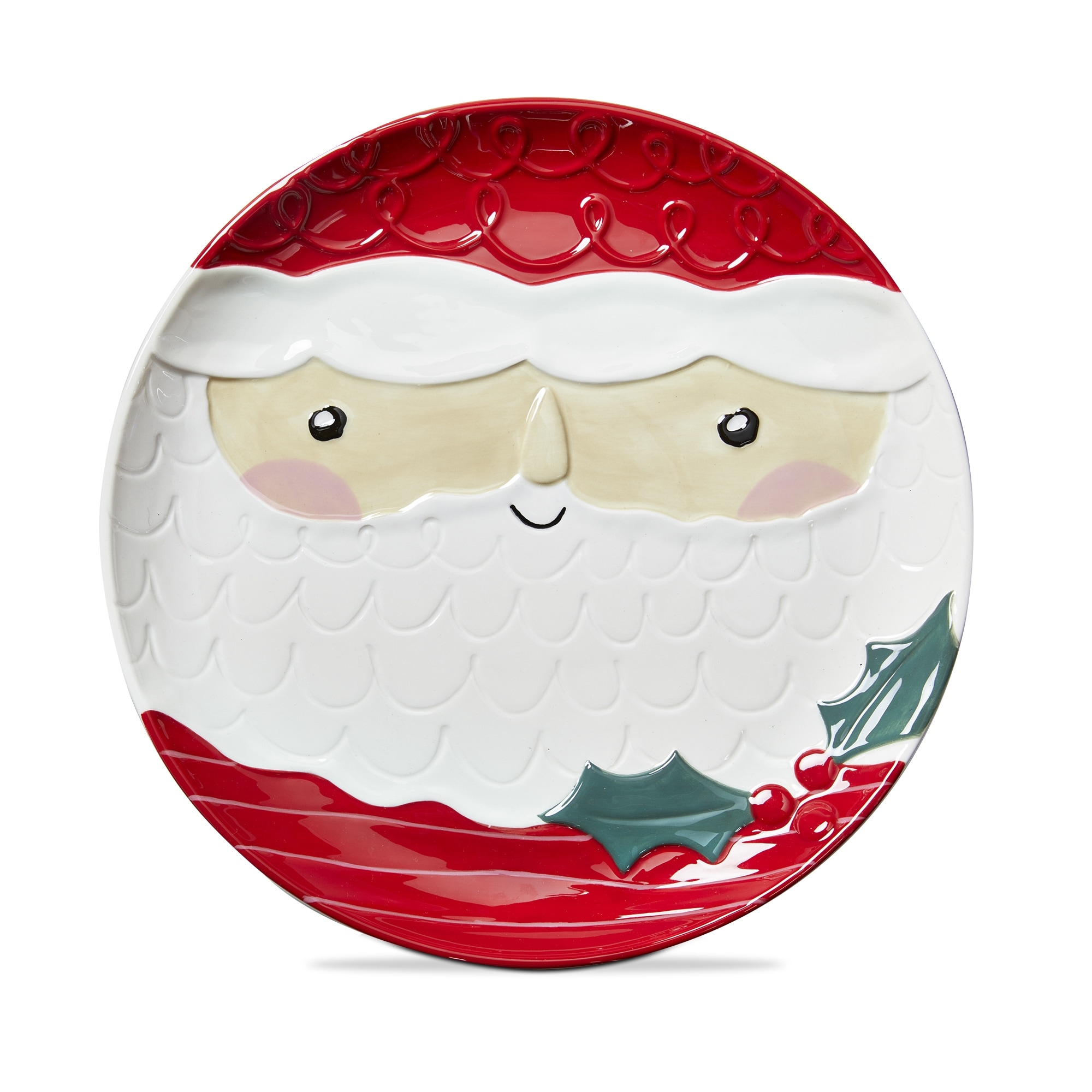 Santa Platter - Multicolor Ceramic Serving Platter for Christmas, Dishwasher Safe, 14" x 14" x 1.25"