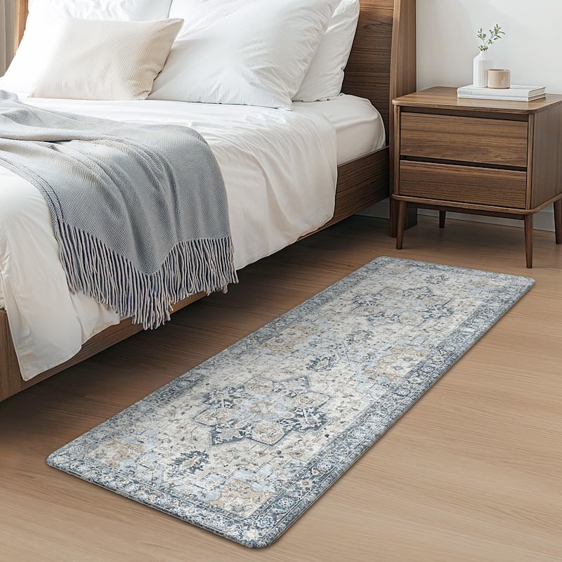 Mcow Harmony Multicolor Floral Boho Anti-Fatigue Memory Foam Kitchen Mat Set