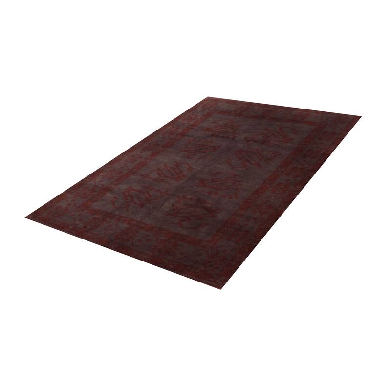 ECARPETGALLERY Hand-knotted Color Transition Dark Grey Wool Rug - 6'7 x 8'11