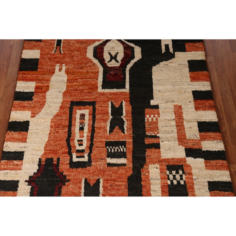 Geometric Moroccan Oriental Rug Handmade Bedroom Wool Carpet - 5'1" x 6'8"