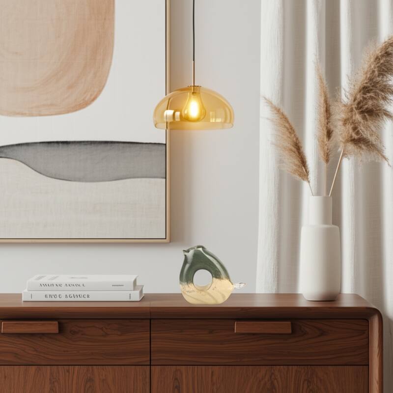 Artistic Glass Bird Statue with Hollow Center - Green - 4.0"