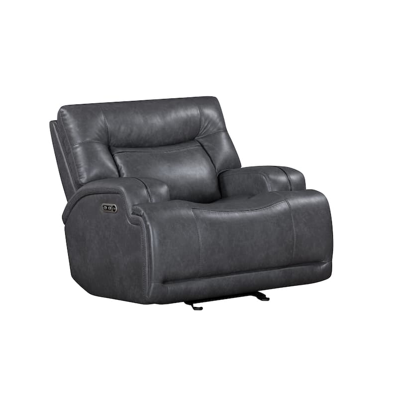 Tito Power Glider Reclining Chair, Gray Polyester, Pillow Top Armrests
