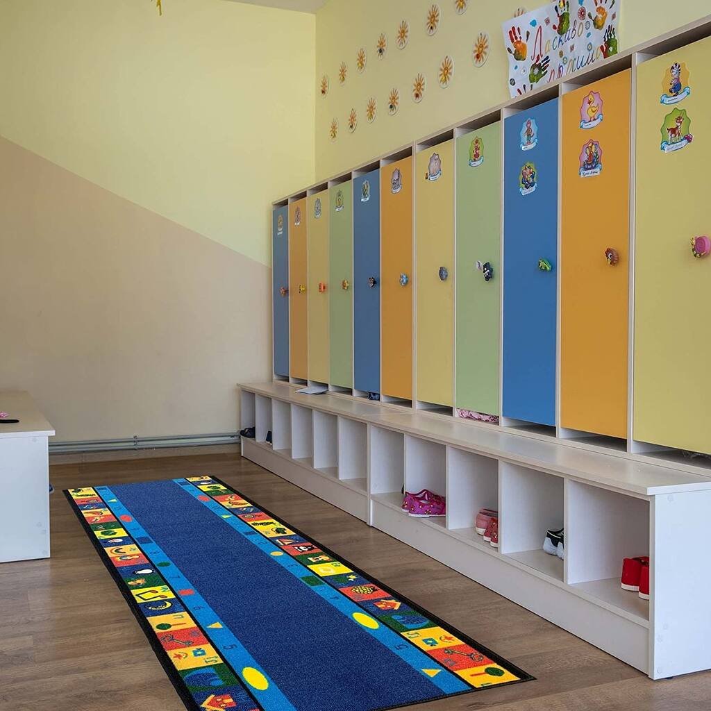 Custom Size 26 Inches Wide Kids Alphabet Non-Slip Hallway Runner Rug