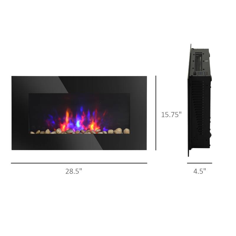 Modern Electric Wall Fireplace for Indoor Use, Heats Up to 215 sq.ft., Compact and Safe Design - N/A