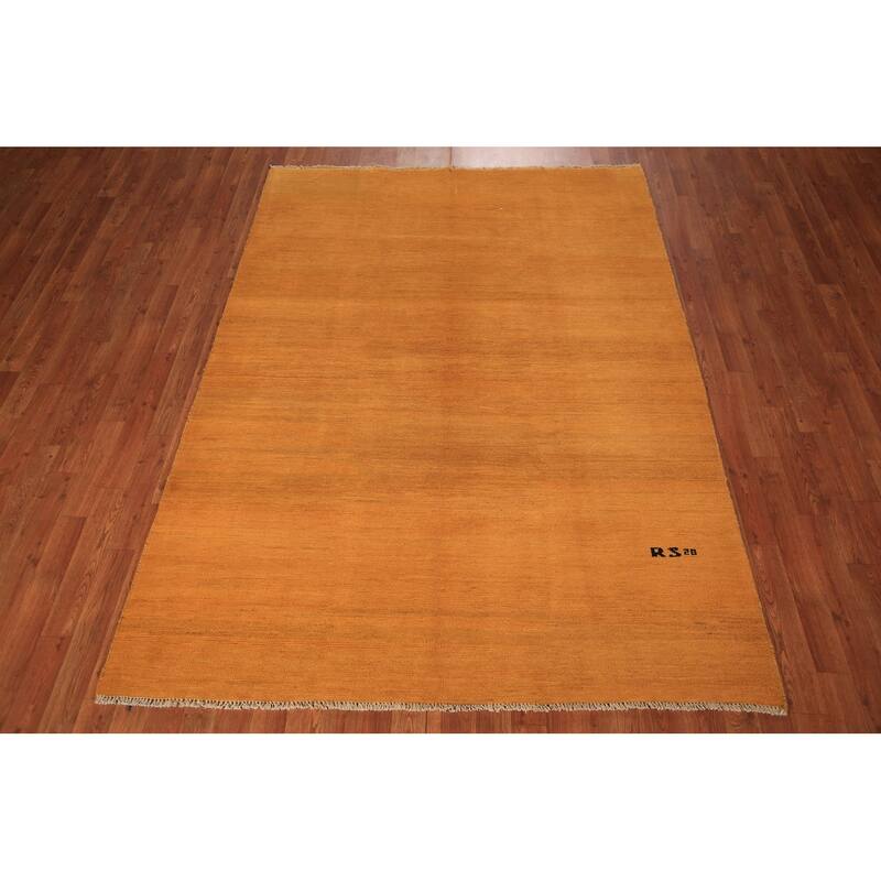 Modern Gabbeh Oriental Area Rug Hand-Knotted Wool Carpet - 5'5" x 7'5"