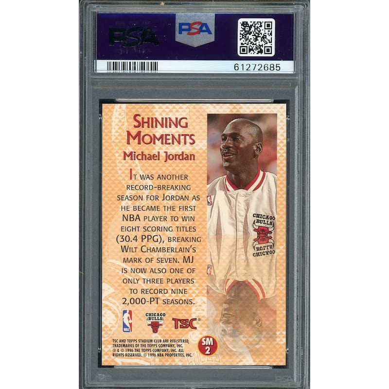 Michael Jordan 1996 Topps Stadium Club Basketball Card #SM2 Graded PSA 8 - 8'6" x 11'6"