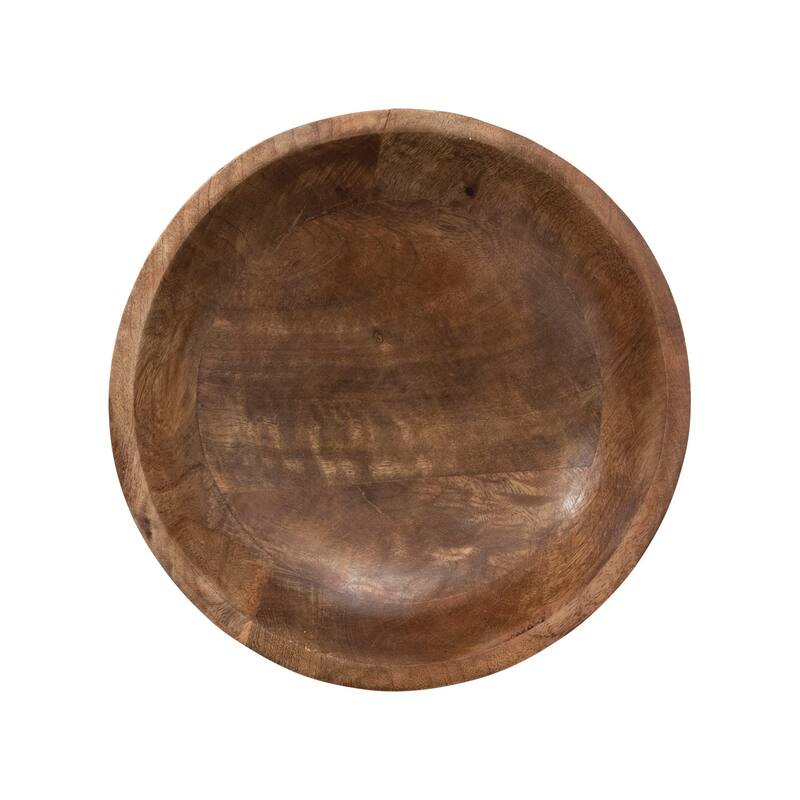 Mango Wood Footed Bowl, Walnut Finish