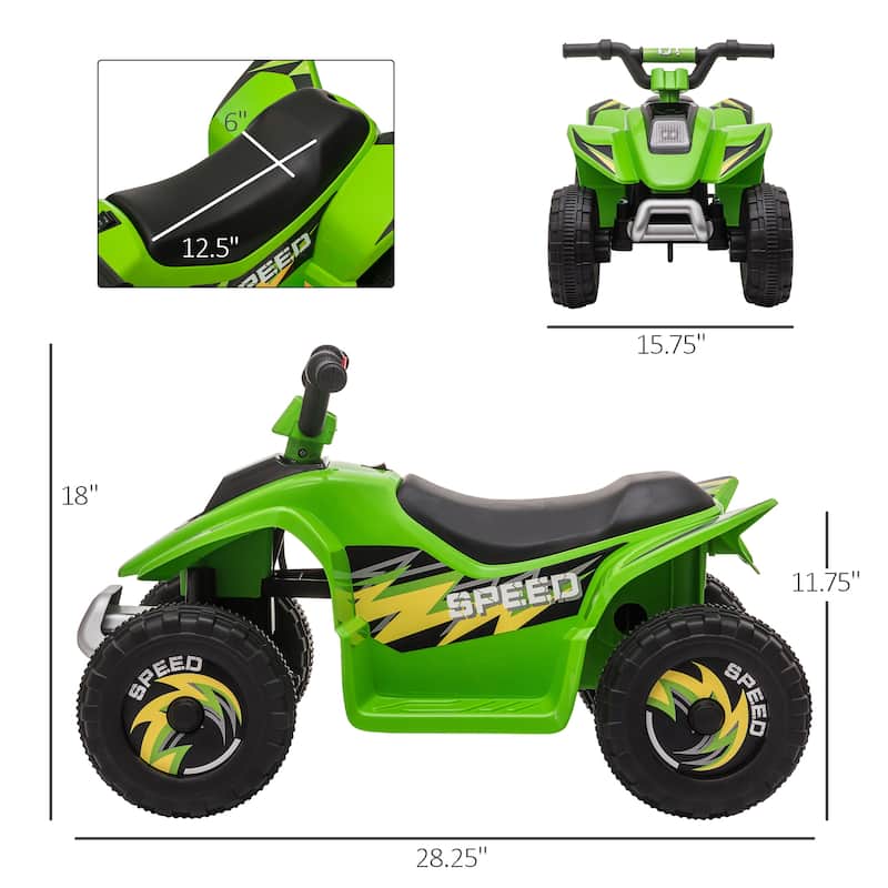 4 Wheel Off-Road Vehicle with Wear-Resistant Tires, 6V Children's Battery Powered Electric Vehicle, Green Motor Vehicle Toy