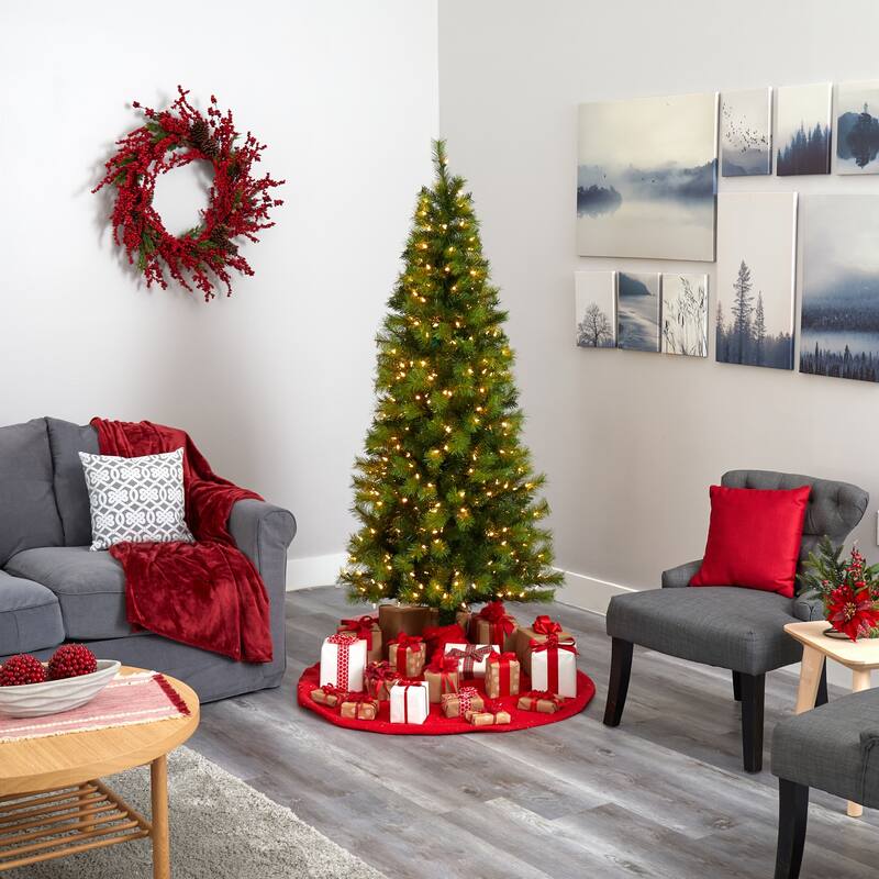6.5Ft Artificial Christmas Tree - Pre-Lit Green Pine Holiday Decor with Bendable Branches - 72