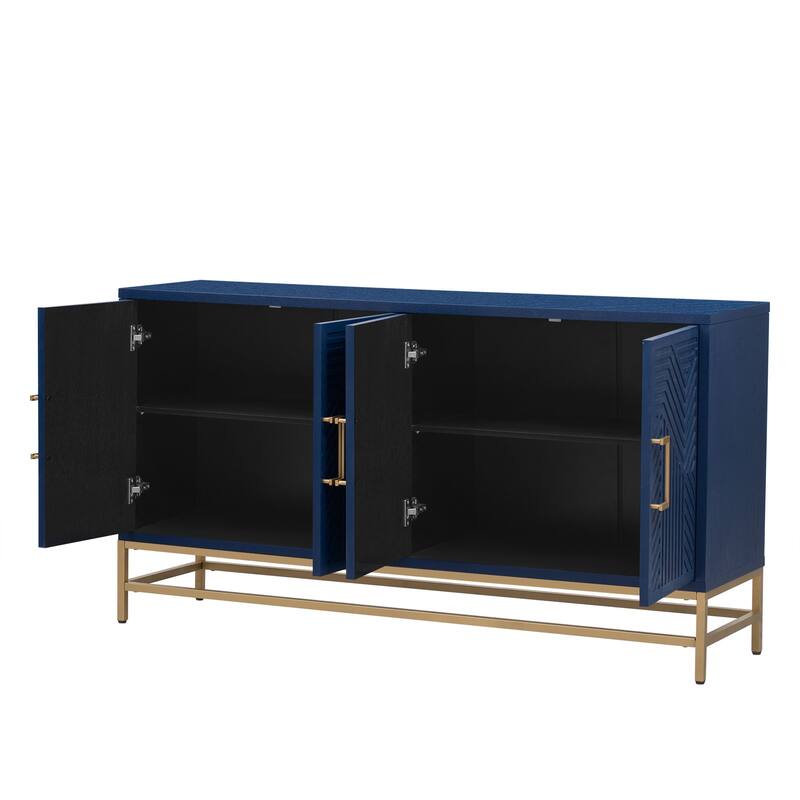 Rectangular Sideboard Entryway Cabinet with Adjustable Shelves & Metal Leg, Buffet Cabinet Console Table for Kitchen Living Room