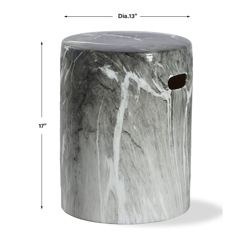 Marvel Ceramic Outdoor Garden Stool - 17" - Black and White