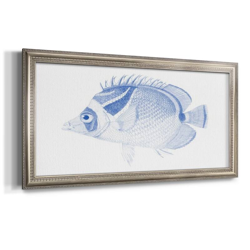 Blue & White Tropical Fish IV Premium Framed Canvas- Ready to Hang