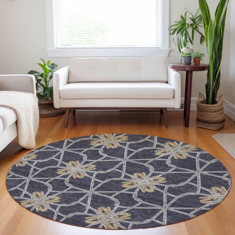 Machine Washable Indoor/ Outdoor Chantille Contempoary Whimsy Rug