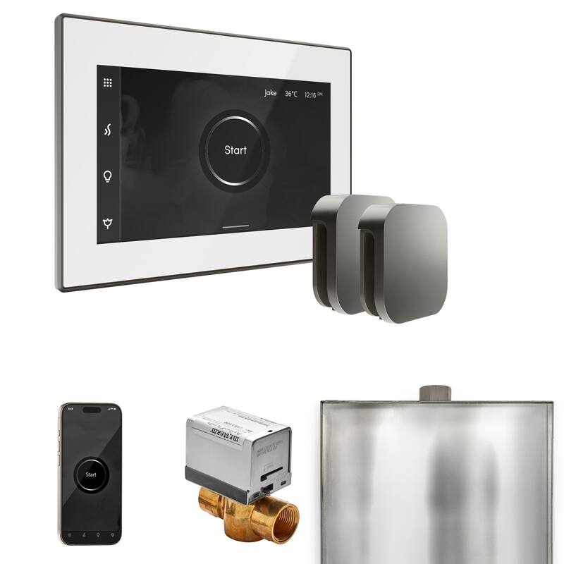 Mr Steam BXX Xbutler Max Package Steam Shower Control Package with - White / Satin Steel