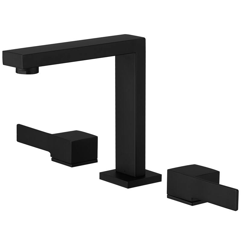 8 in. Widespread Bathroom Faucet Two Handle 3 Holes High-Arc Spout With Drain Assembly - Matte Black