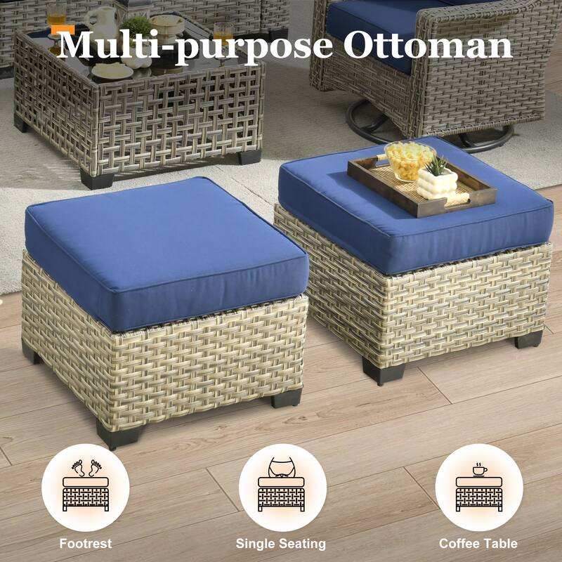XIZZI 10-piece Patio Wicker Furniture Conversation Set with Fire Pit Table