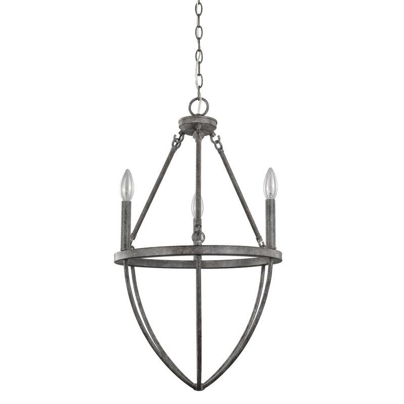 HomeRoots Ash Gray Candle Style Three Light Metal Dimmable Chandelier - 15.25' X '27' X '15.25