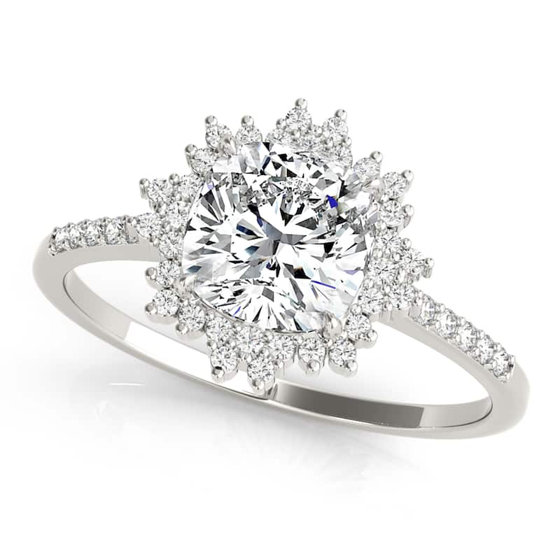 Auriya 14k White Gold Lab Grown Round Diamond Halo Engagement Ring 0.50 to 5.00 ct. tw. (F-G VS) - 4.00 ct. center - 7.5