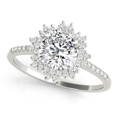 Auriya 14k White Gold Lab Grown Round Diamond Halo Engagement Ring 0.50 to 5.00 ct. tw. (F-G VS)