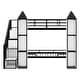 preview thumbnail 10 of 10, Metal Twin over Twin Castle-Shaped Bunk Kids Bed Frame with Wardrobe, Storage Staircase, Easy to Assemble, Black+White