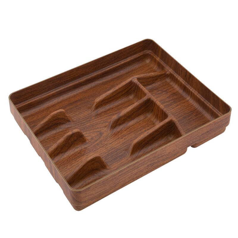 Kitchen Details 5 Compartment Wood Look Cutlery Tray - 10.24" x 13.39" x 1.77"