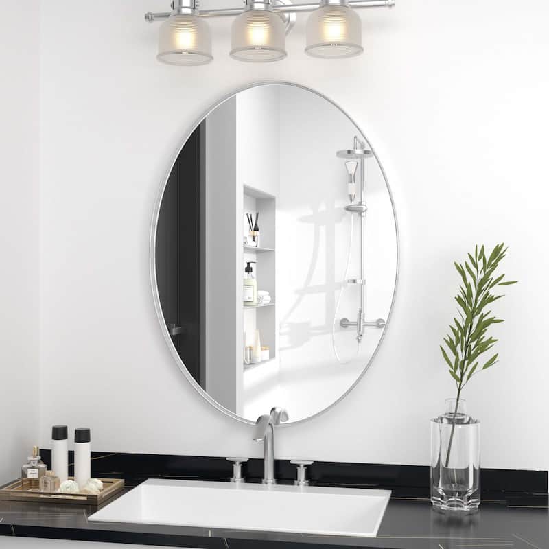 Modern Wall Mirrors Bedroom Mirrors Vanity Mirror with Iron Framed(1 Piece） - Silver