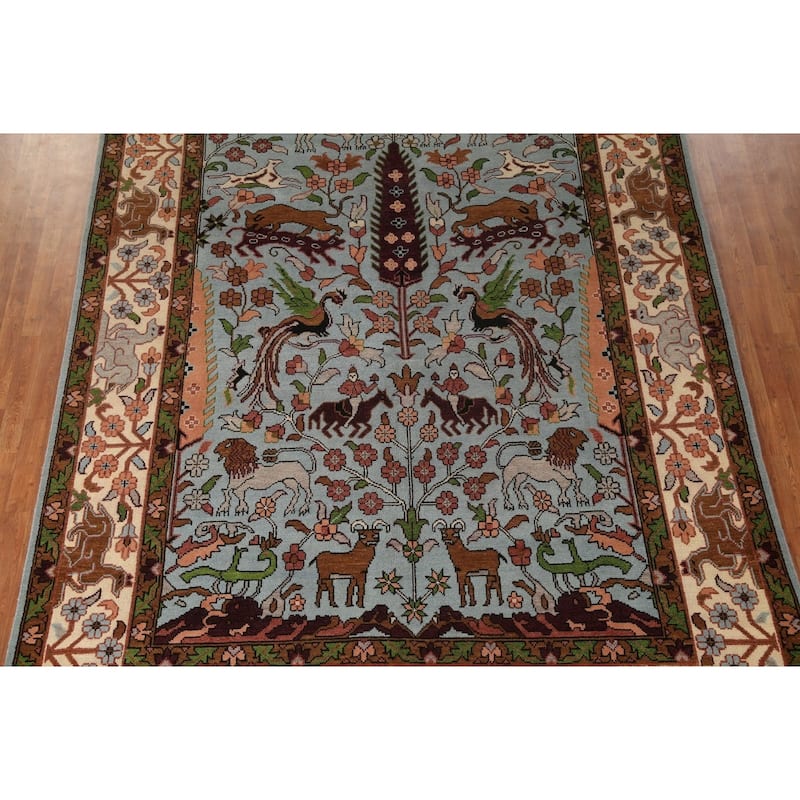 Animals Hunting Design Ziegler Rug Hand-Knotted Oriental Wool Carpet - 8'10"x 11'11"