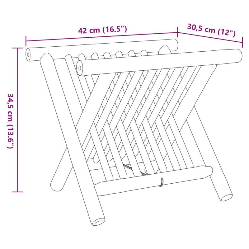 vidaXL Magazine Rack Natural Bamboo Bamboo - 12 x 16.5 x 13.6