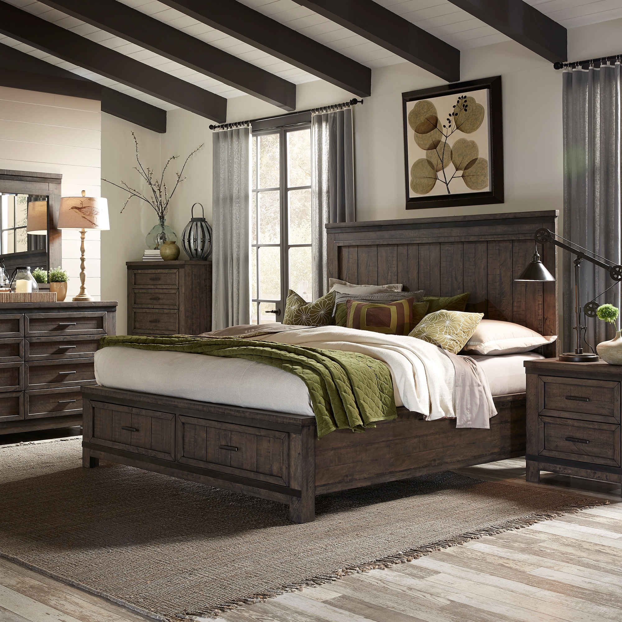 Liberty Furniture Thornwood Hills Storage Bed, Dresser & Mirror, Chest, Night Stand - King or Queen
