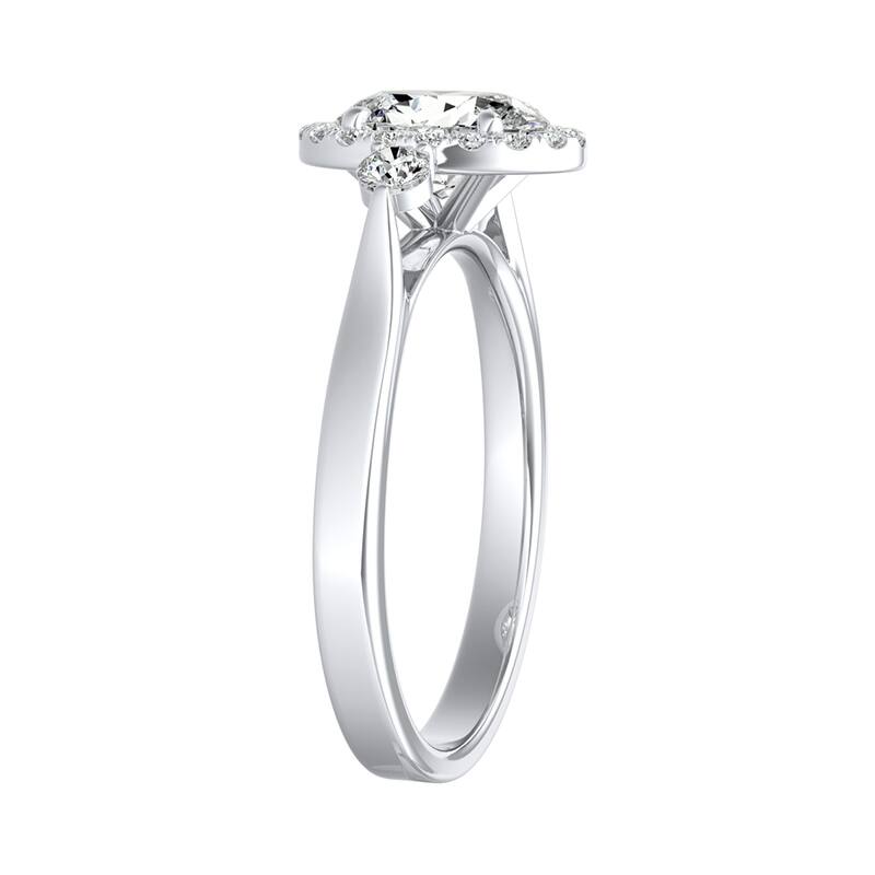 Auriya Platinum 1ctw Oval 3-stone Halo Diamond Engagement Ring