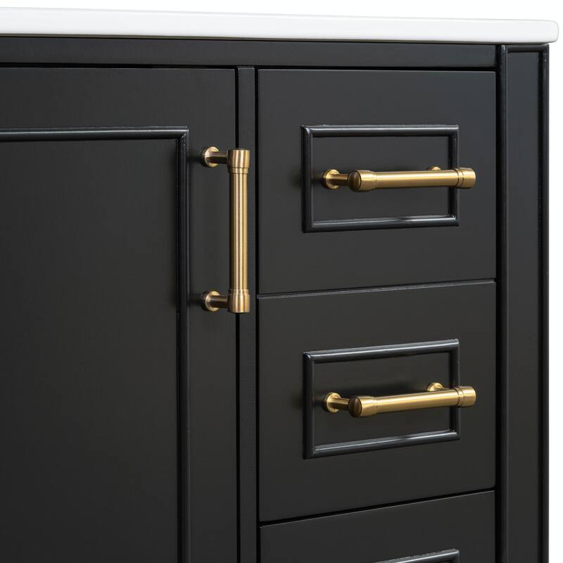 30" Bathroom Vanity with Ceramic Sink, Soft-Close Door, Built-in Shelf & Ample Storage