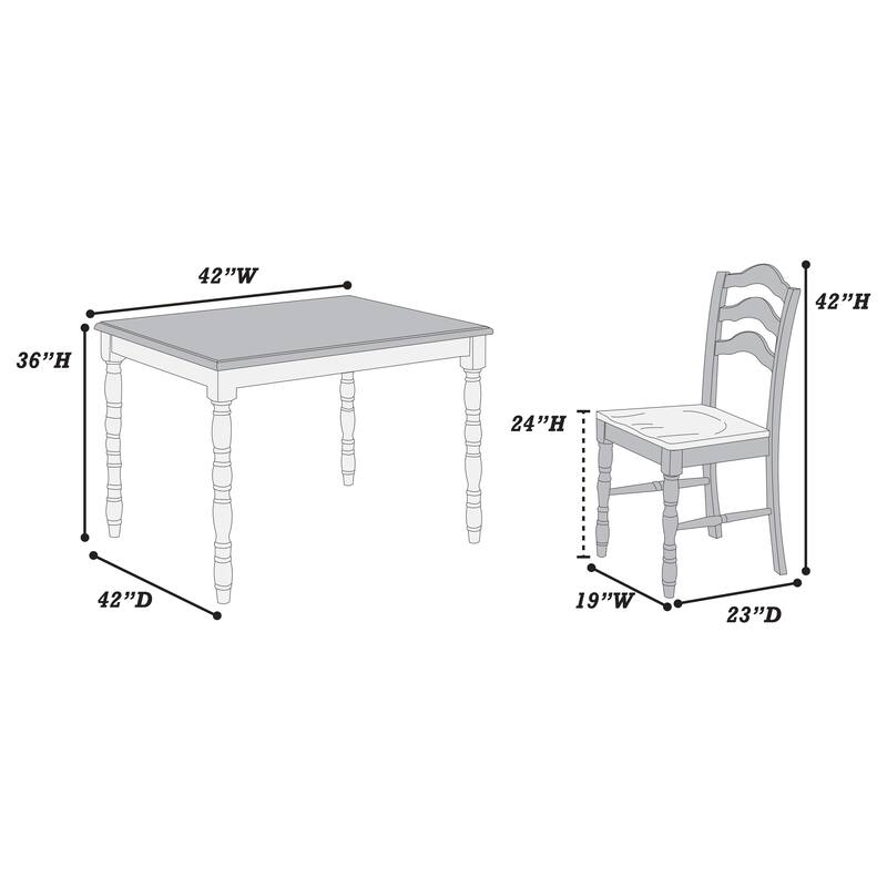 5 Piece Counter-Height Dining Set with Oak Top Table and 4 Ladder Back Chairs