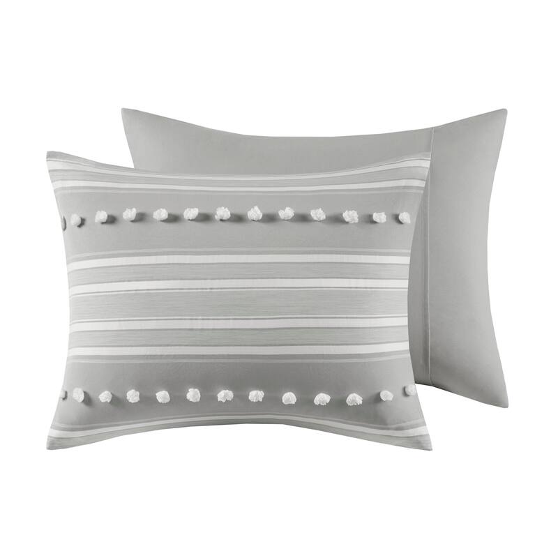 Intelligent Design Cillian Striped Clipped Jacquard Duvet Cover Set