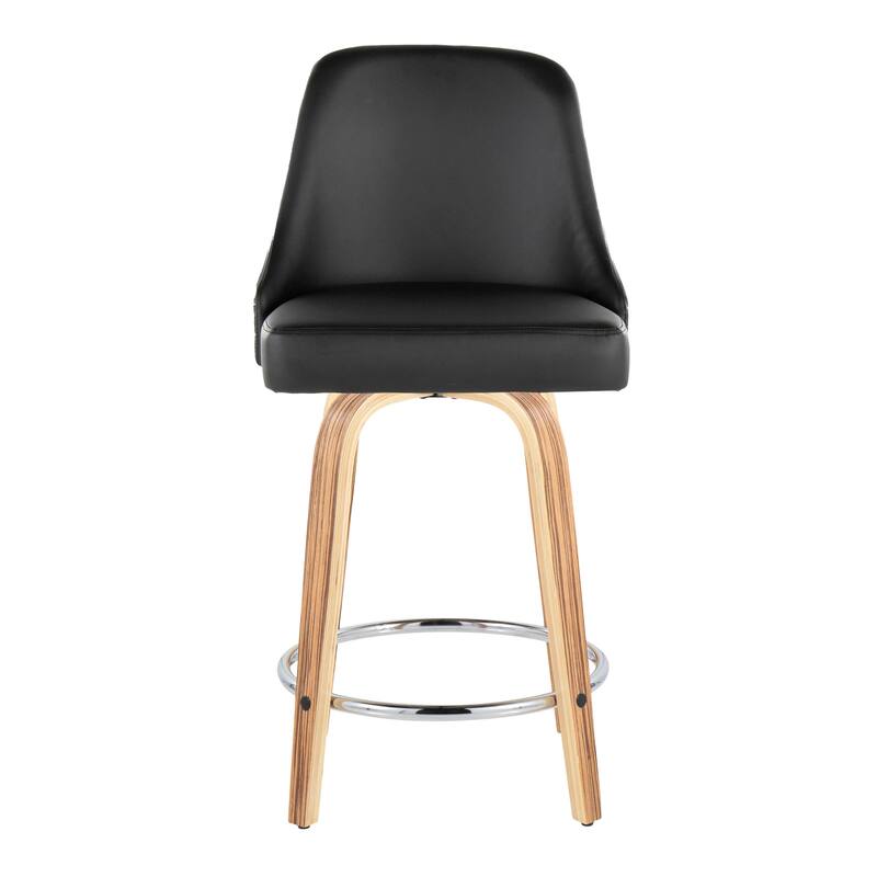 Porch & Den Studded Naldi 26" Fixed-Height Counter Stool with Bent Wood Legs & Round Footrest (Set of 2)