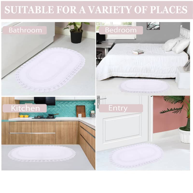 Hampton Contour Rug, Cotton Soft, Water Absorbent, Non Slip U Shape Contour Rug Machine Washable 20"x20" Contour